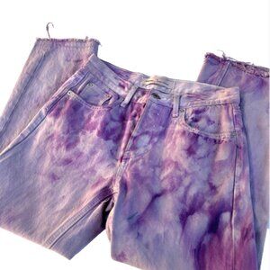 Gap Hand Dyed Straight Leg Jeans Womens 25 Lavender Art to Wear Boho Indie